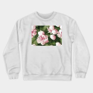 Beautiful green leaves , pink flowers design Crewneck Sweatshirt